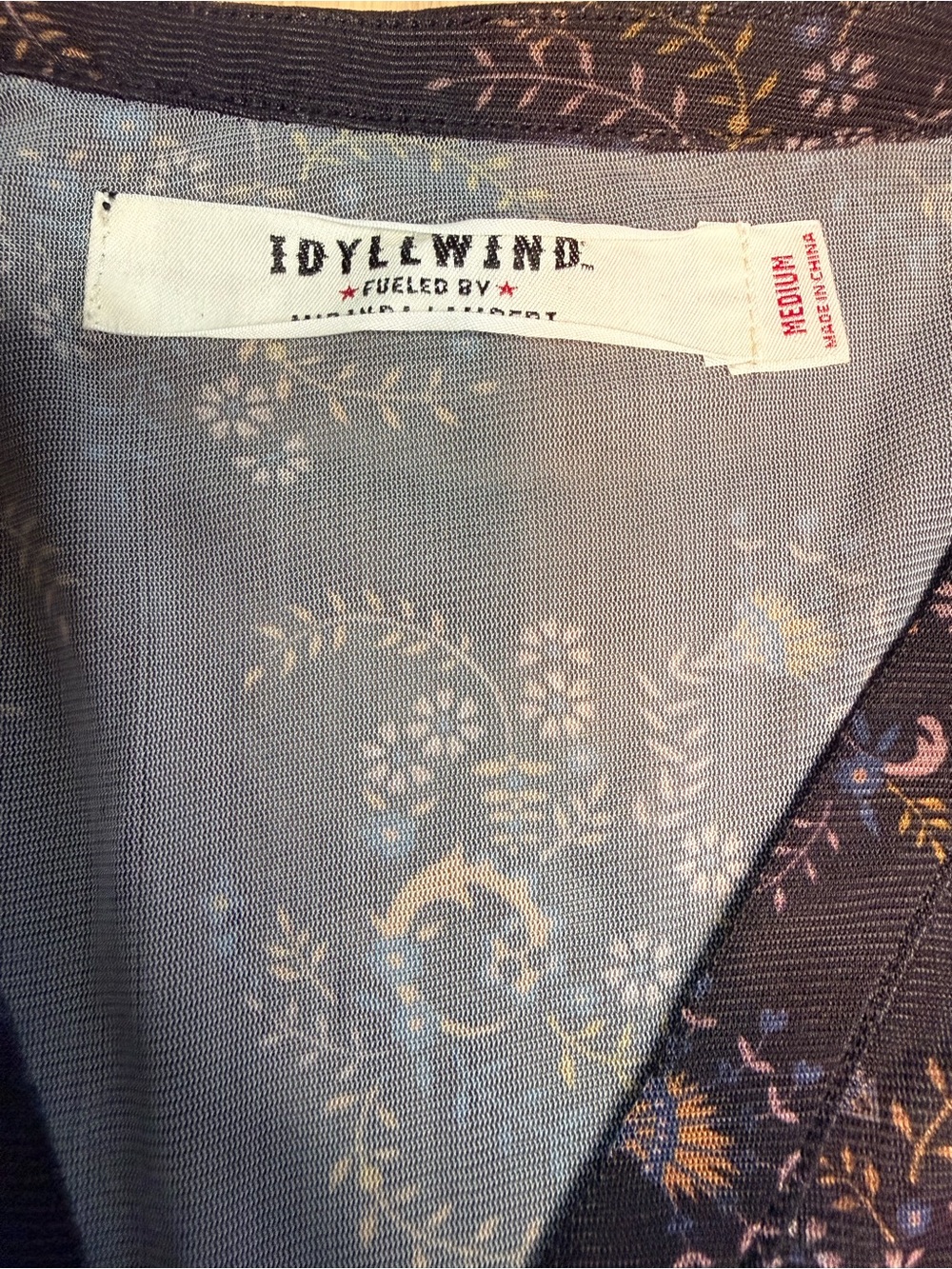IDYLLWIND Miranda Lambert V Neck Paisley Bell Sleeves Button DownSheer Size M - Picture 9 of 14